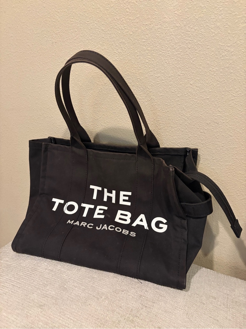 Marc Jacobs Black Canvas Tote with White Logo